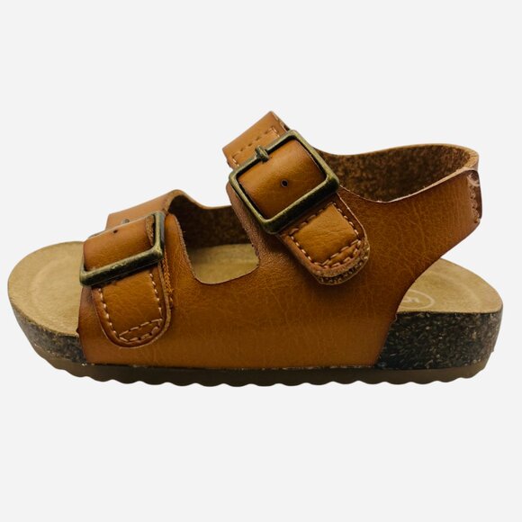 Toddler Unisex Reagan Brown Sandals Double Buckle Hook & Loop Open Toe Size 7 - Picture 2 of 5